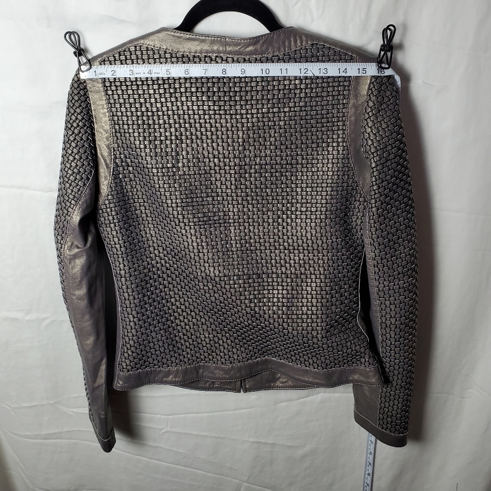 Koç Metallic Woven Leather Jacket Size Small (EU 40) - Picture 9 of 14